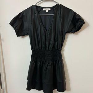 Black faux leather mini dress